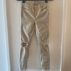 Free People Busted Knee Khaki Jeans